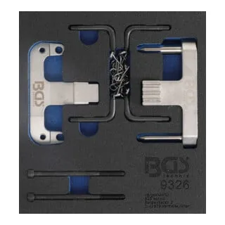 BGS Werkstattwageneinlage 1/6: Motor-Einstellwerkzeug-Satz für Mercedes-Benz - Motoreninstandsetzung mit hochwertigem Werkzeug-Satz für präzise Arretierungen von Zahnriemen und Nockenwellen, ideal für professionelle Werkstätten.