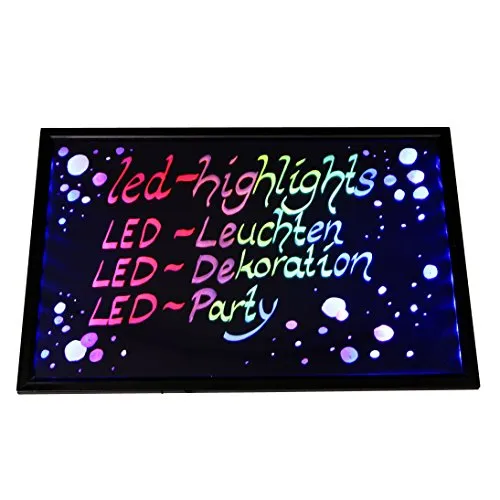 LED-Highlights Werbetafel Led Reklame Tafel 60 x 40 cm Fernbedienung 7 Farben Leuchttafel Werbeschild 8 Neon Stifte Buchstaben Bunt Beschreibbar Licht Box