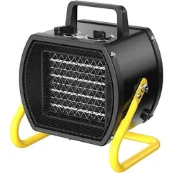 Keramik Heizlüfter 2 kW PTC EHP-2 PRO Elektroheizung Heizung elektrisch mit Thermostat Werkstattheizung IP20 Mini Heizlüfter Energiesparend Bauhe... - Schwarz/Gelb