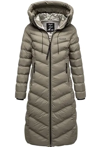 REPUBLIX Damen Gefütterte Winter Jacke Mantel Parka mit großer Kapuze RJ-8025 Olive S
