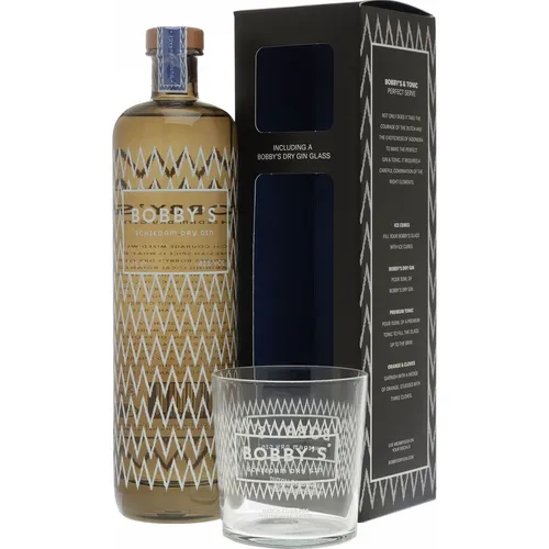Bobbys Gin Geschenkset mit Tumbler 0,7 Liter 42 % Vol. - Edles Gin Geschenkset mit 0,7 l Bobby's Gin und hochwertigem Tumbler, perfekt für Gin-Liebhaber und als Geschenkidee.