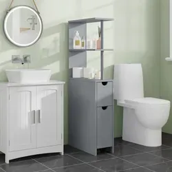 EUGAD Schmaler und hoher Badezimmerschrank mit 2 Schubladen von Eugad