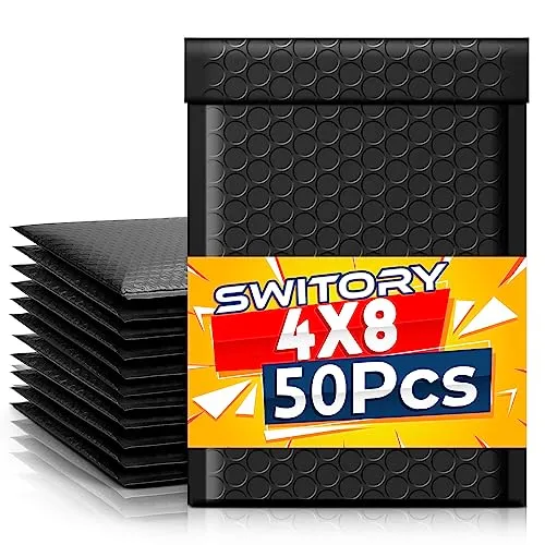 Switory 50pcs 10.2x17.7cm Versandtaschen, Gepolsterte Umschläge Bubble Lined Poly Mailer Selbstversiegelnde Rosa für die Verpackung