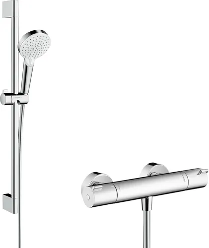 hansgrohe Crometta Vario Brauseset 27812400 - Brausegarnituren mit innovativem Drehwirbel für müheloses Handling und zwei Strahlarten: Rain und IntenseRain. Erleben Sie höchsten Duschkomfort mit verstellbarem Neigungswinkel.