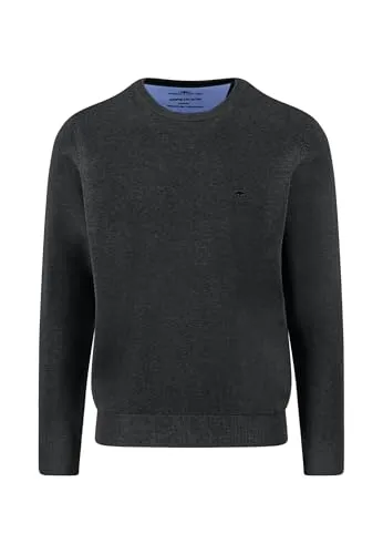 FYNCH-HATTON Rundhalspullover schwarz L (58/60) - Herren-Pullover aus 100% Baumwolle, bequem und atmungsaktiv, ideal für lässige Looks und jede Jahreszeit.