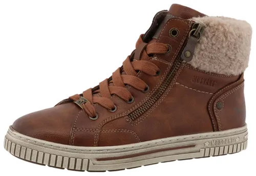 MUSTANG Damen High Top Sneaker Brown EU 39 - Wanderschuhe mit stylischem Design, ideal für Outdoor-Aktivitäten und Freizeit, bietet Komfort und Halt.