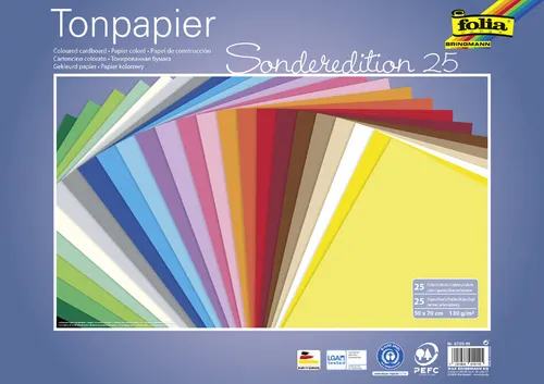 folia Tonpapier (B)350 x (H)500 mm 130 g/qm sortiert 25 Blatt