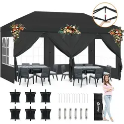 Sekey Faltpavillon 3x6 m mit 4 Seitenteilen in schwarz von Sekey