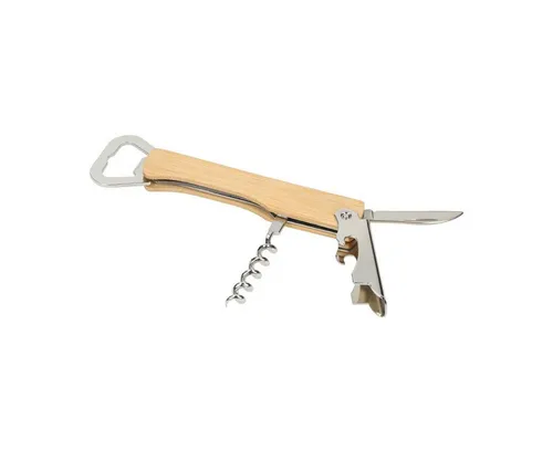elasto Flaschenöffner Flaschenöffner 3in1 Multifunktionsöffner aus Edelstahl & Holzgriff