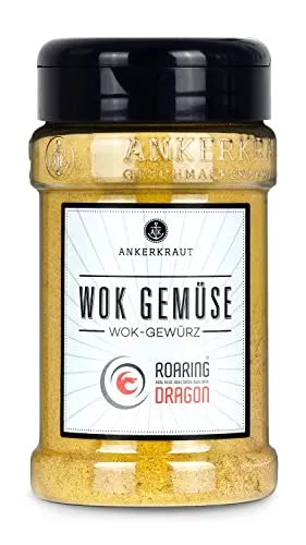 Ankerkraut Wok Gemüse Gewürz, für asiatische Pfanne, Nudeln und Reis gebraten, mit Knoblauch und Ingwer, ohne Geschmacksverstärler und Zusatzstoffe, zuckerfrei, 180 g im Streuer