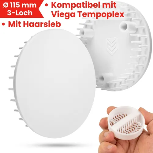 Abdeckhaube Duschabfluss 115 mm kompatibel mit Viega Tempoplex Ablaufdeckel Sieb