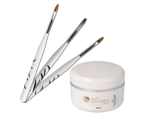 Sun Garden Nails Nagellack 30 ml UV Classic Finish Nail Gel + 3 tlg. Pinselset