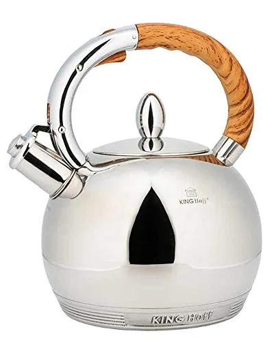 Edelstahl Flötenkessel mit Satin-Finish - Teekocher mit 3,0 l Fassungsvermögen, geeignet für alle Kochfelder, inklusive Induktion. Praktischer Knopf zum Öffnen der Pfeife und leicht zu reinigen.