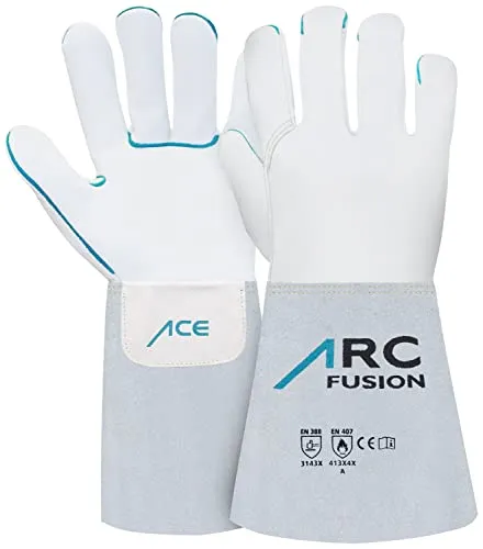 ACE ARC Fusion Schweißer-Arbeits-Handschuh - Schutz-Handschuhe aus Leder zum Schweißen - EN 388/12477-12/3XL (1er Pack)