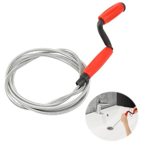 VFANDV Abflussreiniger Spirale, 235cm x 6mm Spirale Abfluss Rohrreinigung Küche Spülbecken Kanal Reinigungshaken Handkurbel Rohrreinigungsspirale für Waschbecken Badewanne WC Dusche