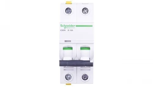 Schneider Electric Acti9 iC60N Leitungsschutzschalter 16A, 2-polig - Robuster 2-poliger Leitungsschutzschalter mit 16A Nennstrom, ideal für verschiedene Anwendungen. B-Charakteristik bietet zuverlässigen Schutz gegen Überlast und Kurzschluss. Kompakt und sicher für Elektroinstallationen.