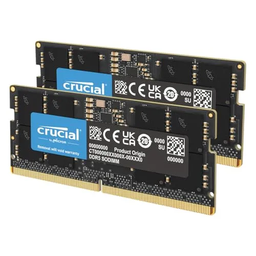 Crucial Classic SODIMM DDR5-5600 - 48GB - Dual Channel - RAM für Laptops, 48GB (2 x 24GB) im Dual Channel, blitzschnelle 5600 MHz für optimale Leistung und schnelle Datenverarbeitung.