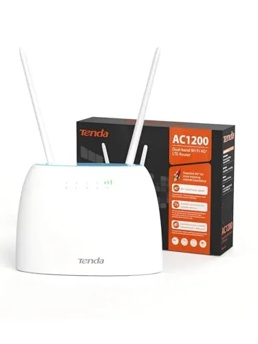 Tenda 4G09 4G LTE WLAN Router - CAT6 AC1200 Dualband Router mit extrem schnellen Download-Geschwindigkeiten bis zu 300 Mbit/s, ideal für Online-Gaming und 4K-Streaming. Plug & Play für sofortigen Internetzugang.