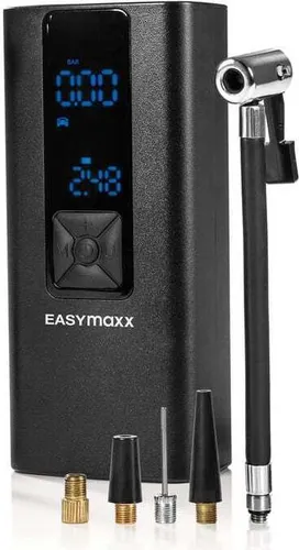 EASYmaxx Elektrische Luftpumpe bis 8,5 bar | Akku Kompressor mit Taschenlampe
