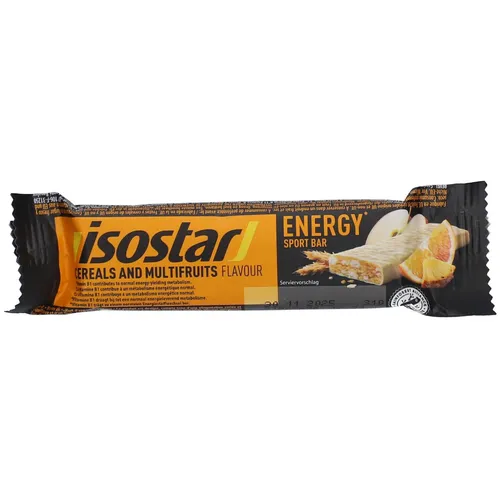Isostar High Energy Bar Multifruits - Arzneimittel für Sportler, liefert schnell und langsam verfügbare Kohlenhydrate zur Unterstützung der Leistungsfähigkeit während intensiver Trainingseinheiten.