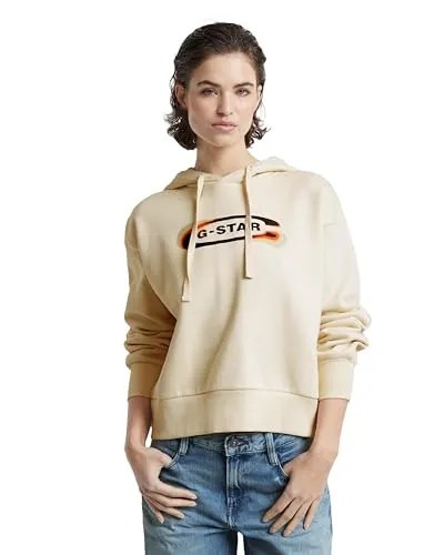G-STAR Kapuzensweatshirt Old Skool Logo Loose beige XL - Bequemes Sweatshirt für Herren im Loose Fit, aus 100% Baumwolle, ideal für lässige Outfits. Mit Kapuze und Kordelzug für zusätzlichen Komfort.