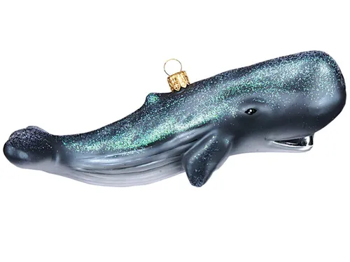 IMPULS Christbaumschmuck, Christbaumschmuck Glas Pottwal 17cm dunkelblau