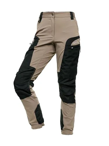 PUMA Workwear Pro-One Wanderhose Damen - Robuste Outdoorhose für Damen - Mit verstärktem Nylon für Langlebigkeit - Trekkinghose mit 4-Wege-Stretch - Verstellbarer Knopfleiste - L - Desert Brown
