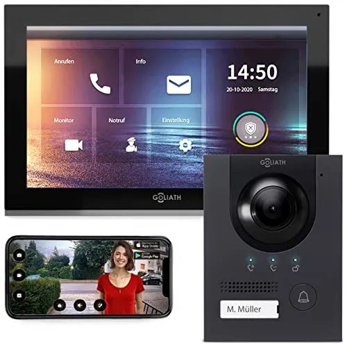 GOLIATH® Türklingel & Türsprechanlage mit Kamera [AUFPUTZ TÜRSTATION] - Klingel mit Kamera & Monitor - Doorbell Camera - Video Sprech - & Klingelanlage mit Türöffner - Videotürklingel (10 Zoll)
