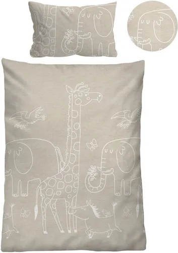 biberna Melange Flanell Kinderbettwäsche 40x60cm, 100x135cm - Bettwäsche für Kinder mit weichem Melange Flanell, sorgt für kuschelige Nächte und ein warmes Schlafklima.