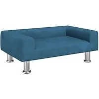 vidaXL Hundebett Blau 70x45x26,5 cm Samt - Hundebett aus Samt für kleine Hunde, bietet höchsten Komfort mit dickem Schaumstoff und stabiler Kiefernholzkonstruktion. Ein stilvolles Möbelstück für dein Zuhause!