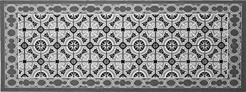 oKu-Tex Fußmatte | Schmutzfangmatte mit Mosaik Muster - Fußmatte in grau/anthrazit, 45 x 120 cm, rutschfest und waschbar bis 30°C – ideal für Eingangsbereich, Küche oder Wohnzimmer. Stilvolles Design trifft hohe Funktionalität.