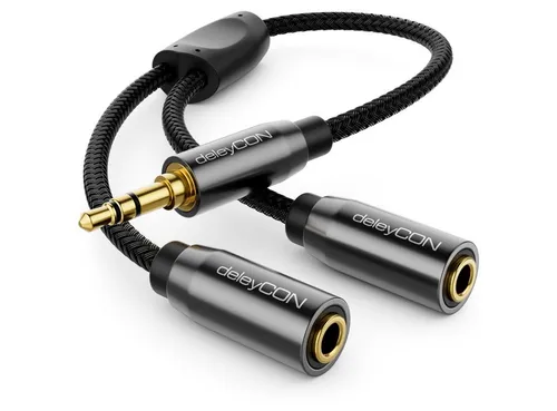 deleyCON deleyCON 0,2m Audio Splitter Kabel - 3,5mm Stecker zu 2x 3,5mm Buchse Audio-Kabel