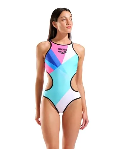 Arena Badeanzug Swimsuit One Placement Tech Back Größe 40 - Bunter Schwimmanzug mit breiten Trägern und Ringerrücken. Maximale Chlorbeständigkeit und Langlebigkeit durch innovative Materialien. Ideal für den Einsatz im Schwimmsport.