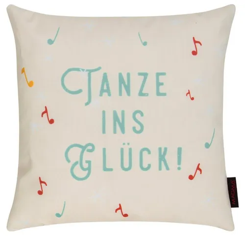 SCHÖNER LEBEN. Dekokissen Kissen mit Füllung Tanze ins Glück! creme mint 40x40cm