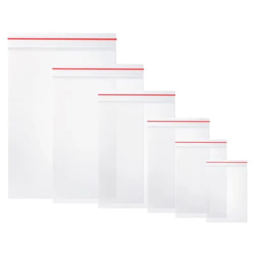 Vinabo 600 x Druckverschlussbeutel, Zip Lock Bags, Schnellverschluß Tüten, Transparent Druckverschlussbeutel Zip Set, Zipper-Beutel, Stärke 80 μm – Lebensmittelsicherheit- 100×6 Beutel (6 Größen)