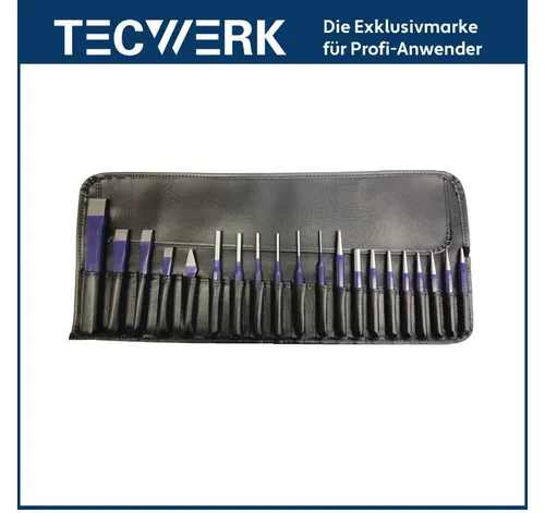TECWERK Werkzeugsatz Meißel Splintentreiber Körner Durchtreiber 20tlg.Rolltasche