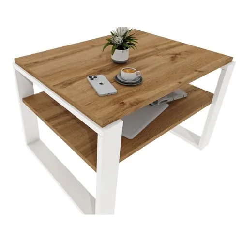 CraftPAK Kaja 63 Couchtisch - Beistelltisch fürs Wohnzimmer, stabil und modern mit zusätzlicher Ablagefläche, kratzresistent aus hochwertigem Holzwerkstoff für langlebige Nutzung.
