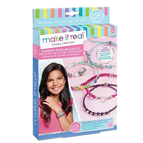 Make It Real 01206 Jewelry Collection, Bastelset Regenbogen Glitzer Armbänder, bunt