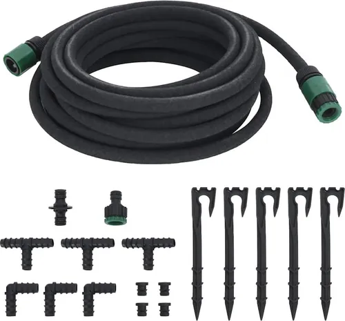 vidaXL Tropfschlauch 10m - Gartenschlauch aus flexiblem Gummi für effiziente Bewässerung, ideal für Pflanzen und Kulturen, spart Wasser und verhindert Überflutung.
