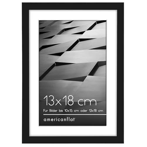Americanflat Bilderrahmen 13x18 cm in Schwarz – Bilderrahmen 10x15 cm mit Passepartout und 13x18 cm ohne Passepartout