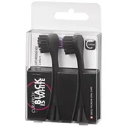 Curaprox Hydrosonic Black is White Carbon Whitening Brush Heads 2 Stück - Schwarz - Zahnpflegeartikel mit sanften CUREN-Filamenten und CURACURVE-Ergonomie für effektives Whitening und mühelose Reinigung selbst an schwer erreichbaren Stellen.