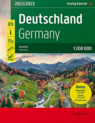 Deutschland, Autoatlas 1:200.000: Mit Kartenteil Alpenbogen 1:500.000 und 50 Traumrouten (freytag & berndt Autoatlanten)