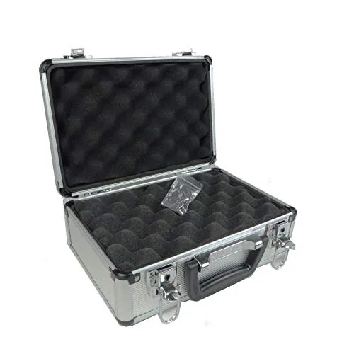 BUZE Aluminium Pistolenkoffer, Waffenkoffer Außenmaße 270X185X115mm Universalkoffer 2,7 Liter mit Schlösser und 2 Schlüsseln