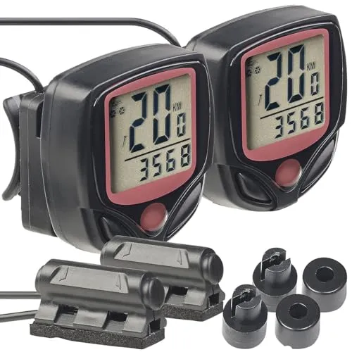 PEARL Sports Fahrradcomputer: 2er-Set 15in1-Fahrrad-Computer mit LCD-Display & Radsensor, IP44 (Fahrradtachometer, Kilometerzähler Fahrrad, Zähler)
