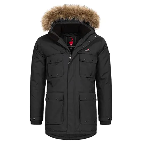 Höhenhorn 26F2+ZWL Arpiglias Herren Winterjacke Parka Schwarz Gr. M - Wärmeisolierend mit 5000g/m² Luftzirkulation, wasser- und schneeabweisend mit abnehmbarer Kapuze