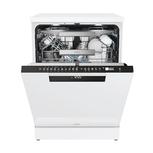 Haier I-PRO SHINE SERIE 5 XF 6B2M3PW Geschirrspüler - Geschirrspüler mit Platz für 16 Maßgedecke, Energieklasse B und PowerWash-Funktion für hartnäckige Verschmutzungen. Smart Home-fähig mit AutoDoor und Innenraumbeleuchtung.