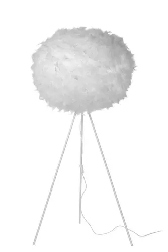 Licht-Erlebnisse Stehlampe CORIN, ohne Leuchtmittel, Metall E27 140 cm hoch Dreibein Weiß Kugel Schirm Modern