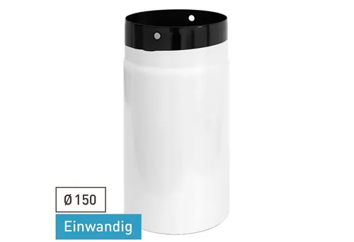 Raik Ofenrohr Emaille 150mm - 250mm Weiß, Längenelement - Hochwertiges Emaille-Rauchrohr für Kamine und Öfen, robust und korrosionsbeständig. Die emaillierte Oberfläche sorgt für eine langlebige Nutzung ohne unangenehme Gerüche.