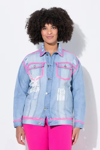 Produktbild Angel of Style Sommerjacke Jeansjacke oversized mit Neon-Kanten blau 50