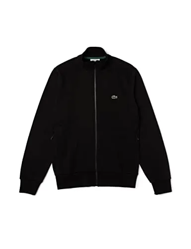 Lacoste Herren Sh9622 Sweatshirt, Schwarz, M - Sweatshirt für Herren mit Regular Fit, Stehkragen für Kälteschutz und Reißverschlusstaschen für Sicherheit. Aus aufgerautem Bio-Baumwoll-Fleece für umweltbewussten Komfort.